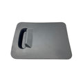 Matte black rectangular engine access panel with integrated handle and latch mechanism.