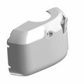 Chrome-finished, contoured switch control cover with mounting hole and smooth edges for 3-row right rear placement.