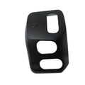Matte black plastic switch control cover with three rectangular openings and embossed logo.