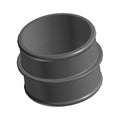 Black cylindrical hose adaptor boot with smooth surface and two raised ridges around the middle.