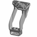 Gloss black T-rail bracket with angular design and mounting holes, sturdy plastic construction.