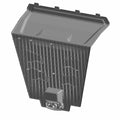Black rectangular access panel with textured grid surface and integrated latch at bottom center.