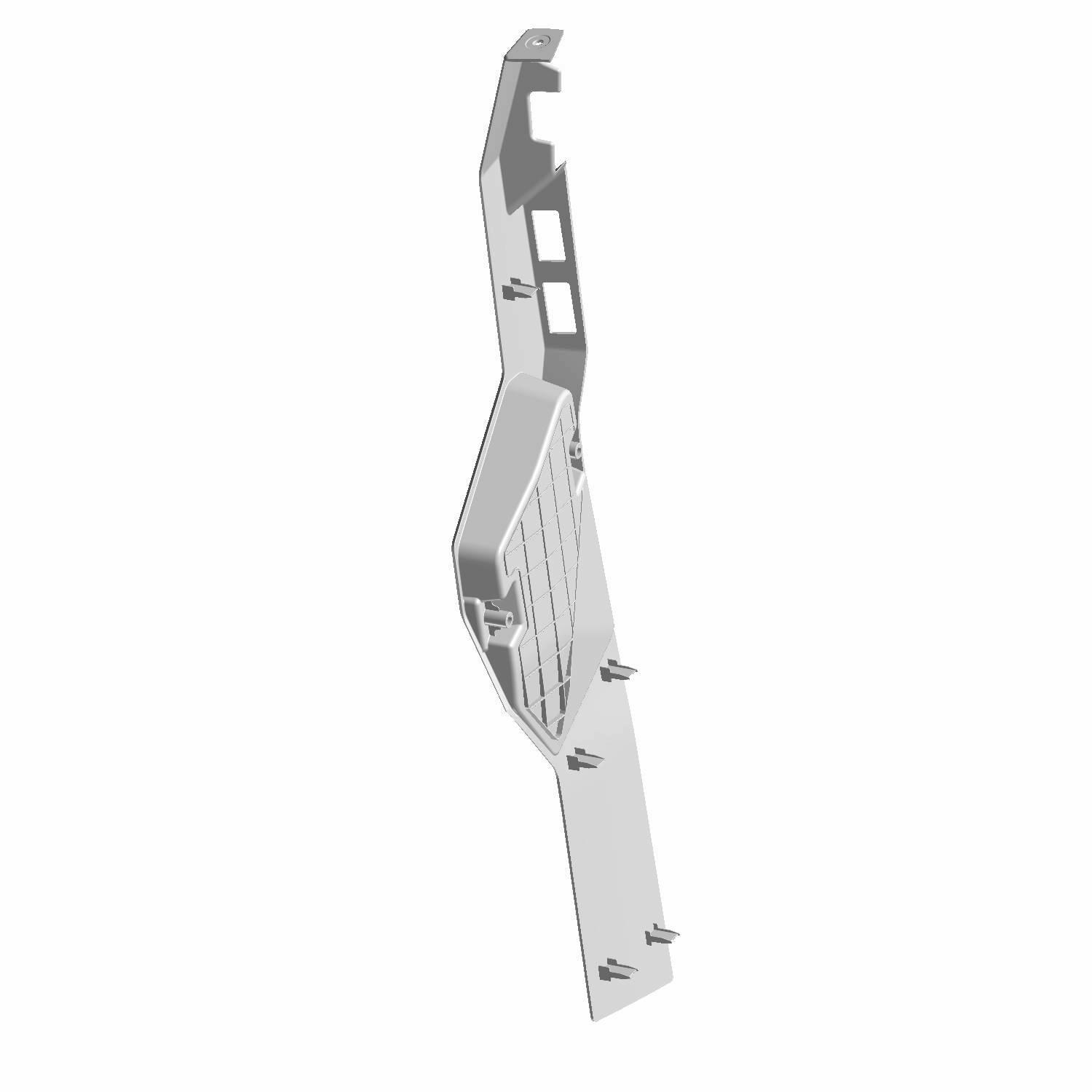 Black molded plastic inner trim panel with angular contours and mounting points for Polaris UTV left side.