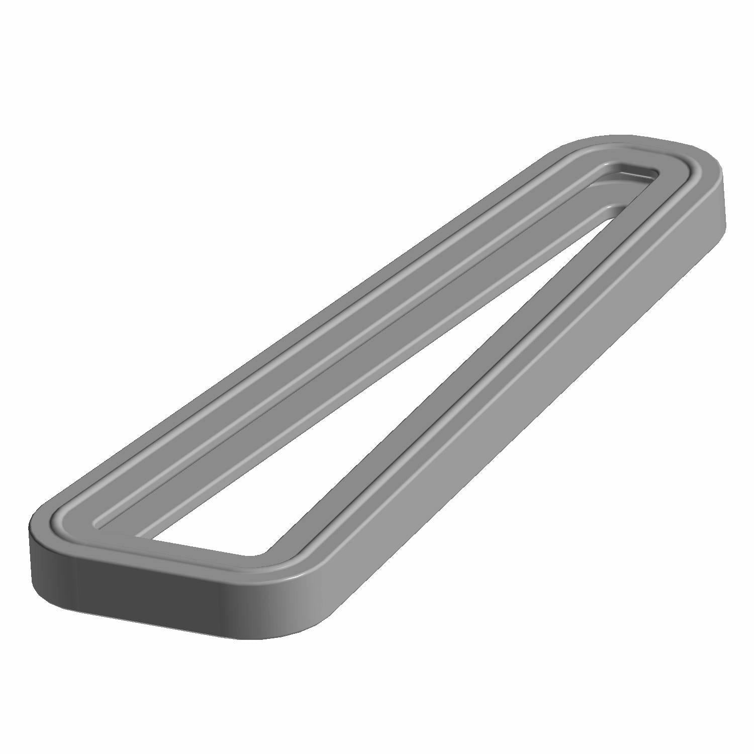 Gray rectangular sight glass seal with beveled edges and a large triangular cutout in the center.