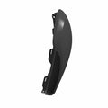 A gray Airbox Cover, Left, S.Gray/Grfx [Incl. Decal] by Polaris with a curved shape and mounting tabs, displayed on a white background—perfect for those seeking quality OEM motorcycle parts.