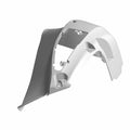 Matte black and gray curved plastic inner lower fairing for Indian motorcycle, left side panel with mounting holes.