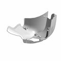 Glossy silver inner lower fairing panel with contoured metal shape and mounting points.