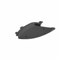 Black plastic right fairing door vent with smooth surface and mounting tabs.
