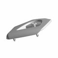 Matte black right lower fairing door with a central mounting hole and two bottom tabs for attachment.
