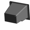 Matte black rectangular front storage box with angled lid and mounting flange.