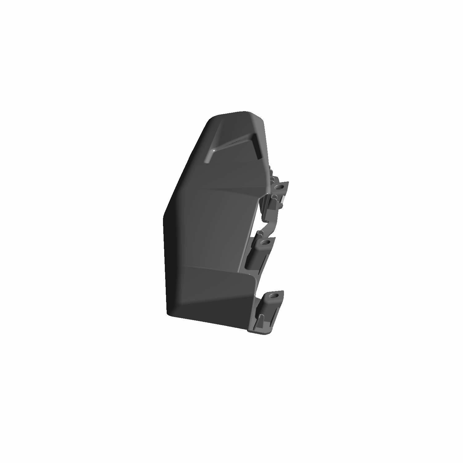 Matte black angular plastic deflector panel with mounting brackets on the side.