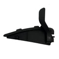 Black plastic vent door with a right-angle flap and mounting features for motorcycle use.