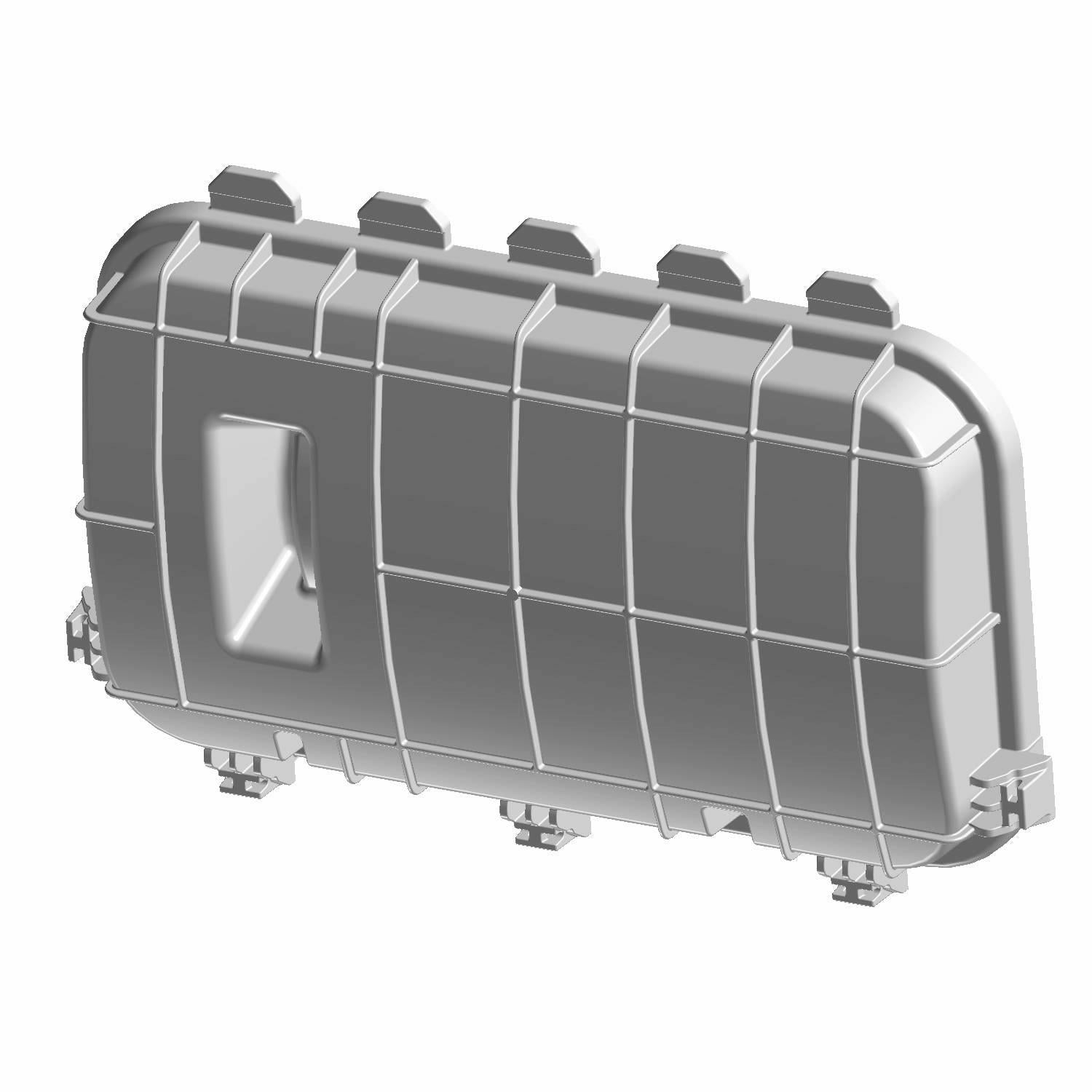 Gray molded plastic airbox cover with grid pattern and mounting clips, designed for Polaris UTVs.