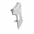 Matte silver-gray angular motorcycle body side cover with mounting points and smooth finish.