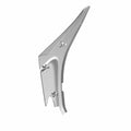 Silver metallic motorcycle body side cover with angular, aerodynamic design and three mounting points.