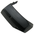 Matte black left-hand wing radiator cover with smooth and textured surfaces and two mounting holes.