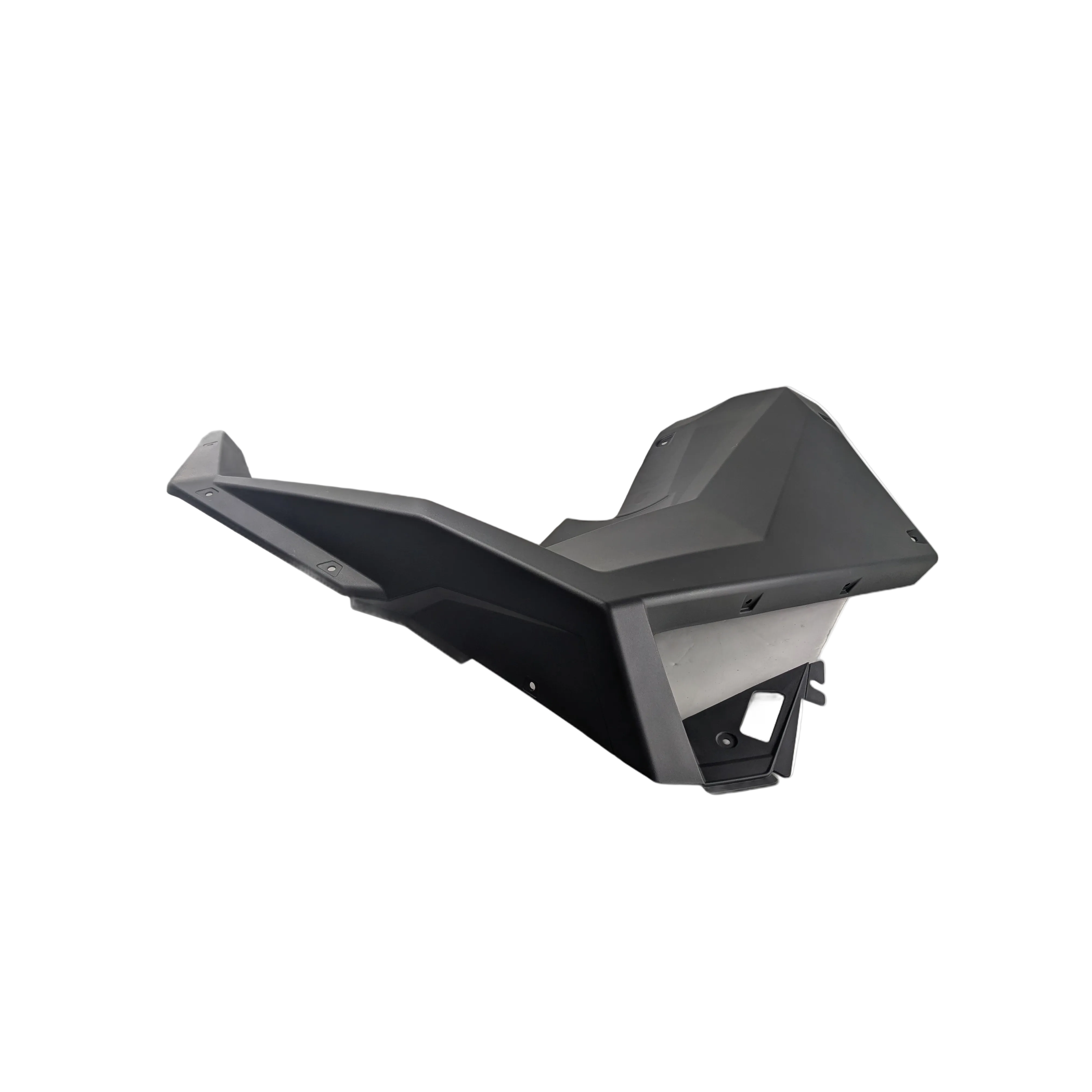 Matte black plastic right front flare fender with angular design for Polaris UTV models.