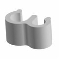 Gray plastic brake two-way clip with dual rounded clamp openings.