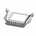 Black plastic center dash panel with rectangular cutout and mounting tabs for Polaris UTV.
