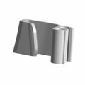 Compact silver metal brake line retainer with smooth curved edges and cylindrical clamp section.