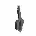 Black molded plastic right-side center console with angular design and mounting points.