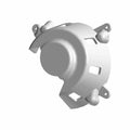 Gray molded plastic right saddlebag speaker cover with mounting tabs and rounded protective design.
