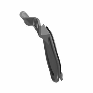 A 3D rendering of the Airbox Hatch Cover by Polaris, featuring a black finish and curved design elements inspired by the sleek look of Indian motorcycle parts, shown on a plain white background.