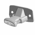 Light gray molded plastic Polaris Upper Net Clip Left with flat mounting base and two holes.