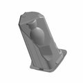 Matte gray plastic left fairing storage liner with contoured shape and mounting points.
