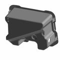 Black plastic front center dash storage compartment with mounting points for Polaris UTVs.
