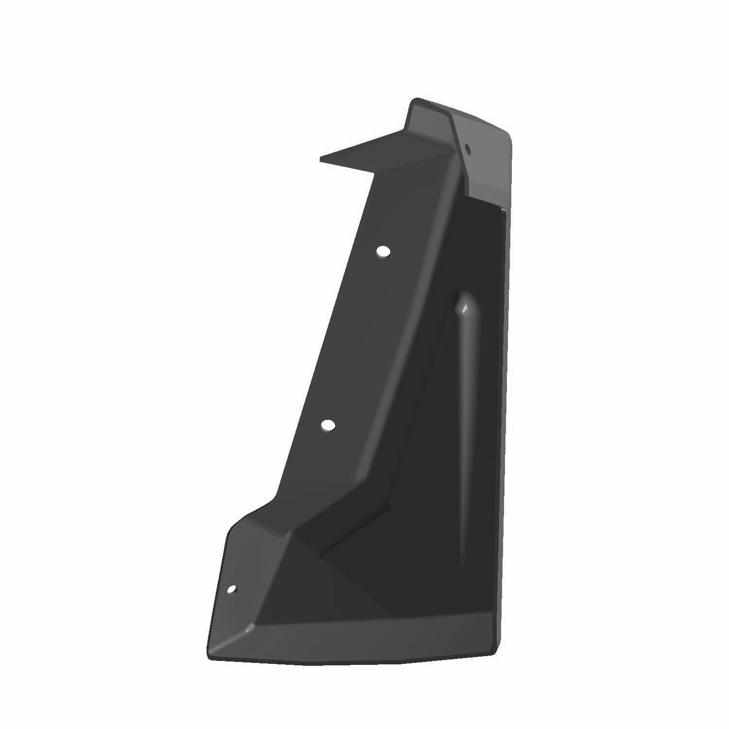 Black molded plastic right upper front flair fender with mounting holes for Polaris RZR XP 1000.