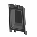 Black hard plastic rear upper bin console storage compartment with molded mounting points.