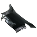 Glossy black plastic body side cover with angular contours and mounting points, designed for left upper side of motorcycle.