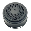 Black circular front tweeter cover with honeycomb mesh pattern and solid center by Polaris.