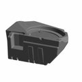 Black angular rear speaker housing with molded mounting points and circular recessed speaker area.