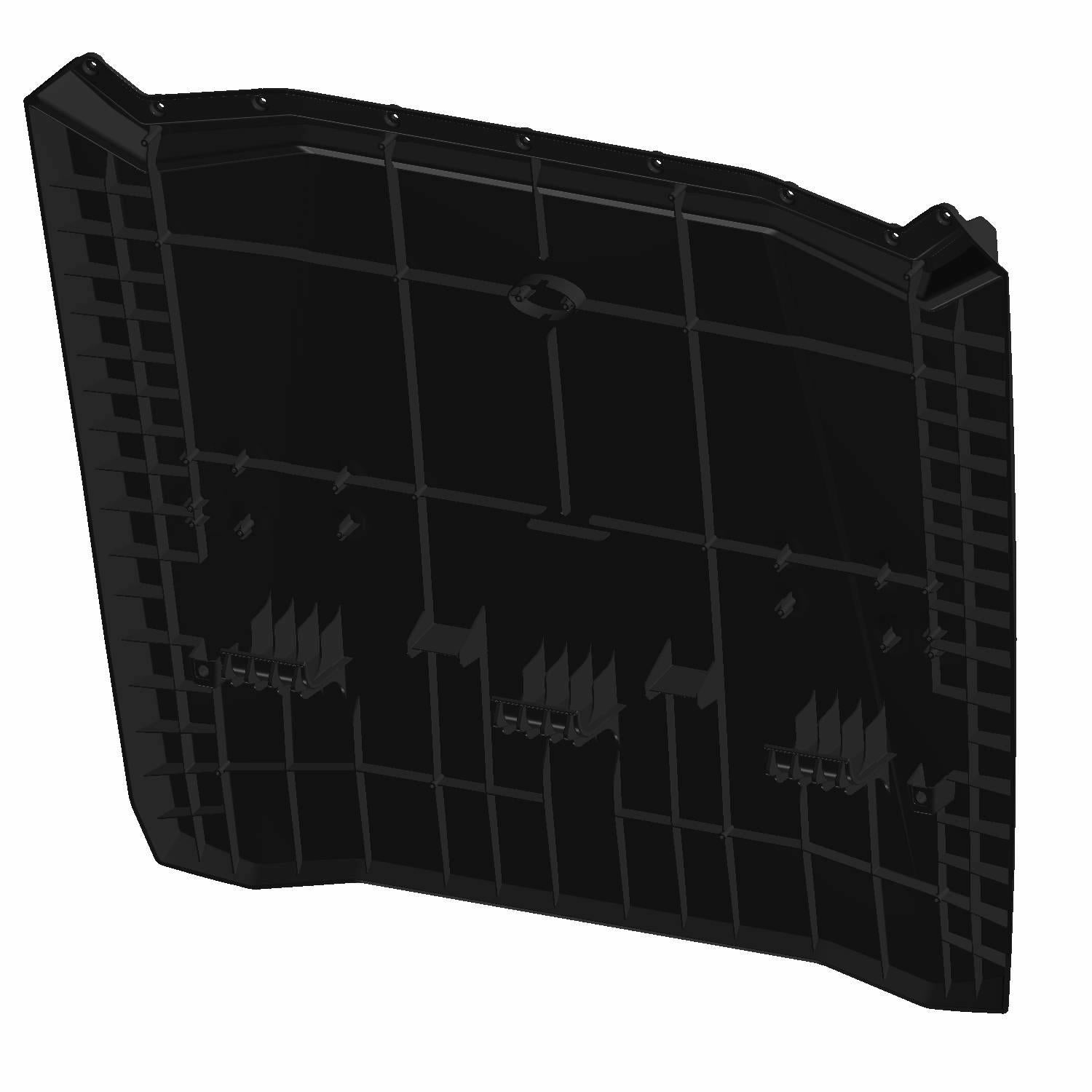 Black poly roof panel with grid pattern, designed for Polaris RZR UTV rear, durable molded plastic.
