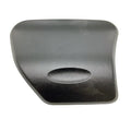 Matte black textured motorcycle storage door with smooth edges and recessed oval handle area.