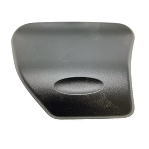 Matte black textured motorcycle storage door with smooth edges and recessed oval handle area.