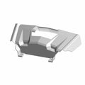 Gray molded plastic winch cover with angular design and mounting tabs on bottom edges.