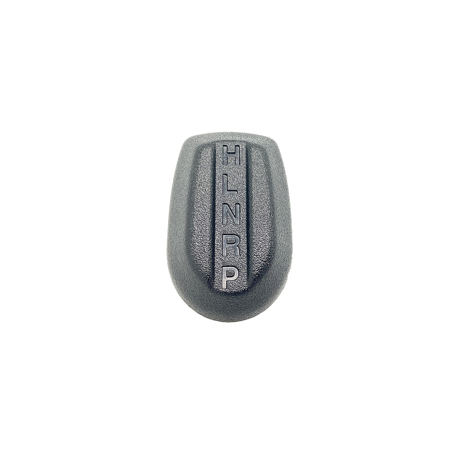 Glossy black plastic shifter knob cover with embossed gear shift letters H, L, N, R, P.