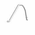 White molded coolant hose with curved shape and two open ends for motorcycle engine cooling system.