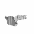 Matte black hard plastic rear closeoff panel with angular contours and mounting points.
