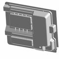 Gloss black rectangular plastic storage bin panel with a raised frame and mounting features.
