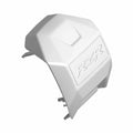 Glossy white plastic Polaris RZR base steering wheel cap with embossed logo and angular shape.