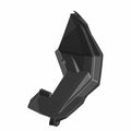 Black rugged plastic Fender Flare with angular, aerodynamic design for off-road vehicle protection.