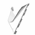 Black plastic inner fender front flare with mounting brackets and angular shape.