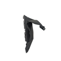 Black molded plastic right front inner fender flare for Polaris RZR with angular design and mounting holes.