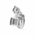 Silver-gray metal brake line retainer with curved clip and mounting hole, designed for secure fit on motorcycles.