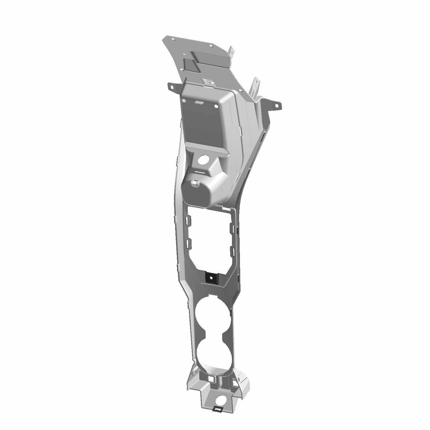 Gray center console panel with compartment and cup holders designed for Polaris UTV models.