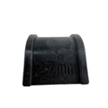 Black rubber sway bar bushing with 27 mm embossed measurement and curved shape.